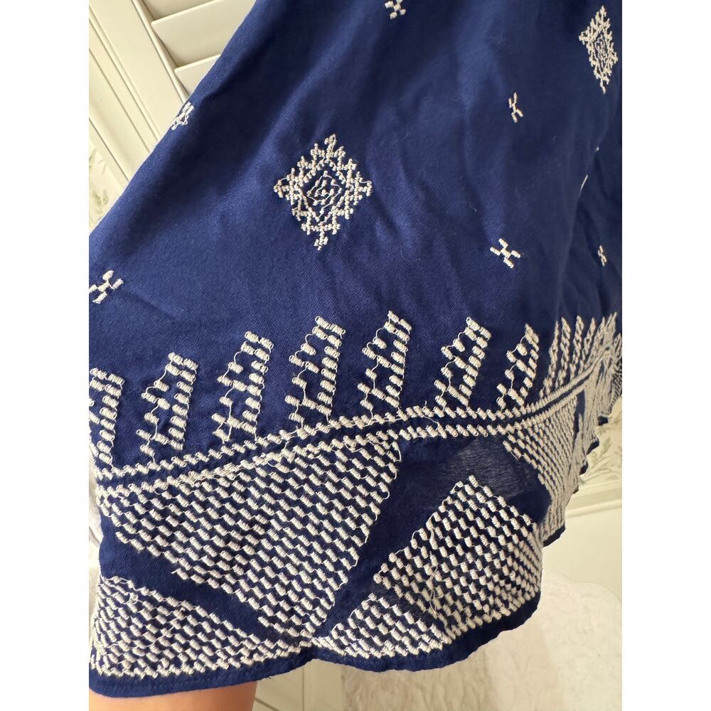 Anthropologie Blue White Hi-Low Midi Skirt Stretch Waist - Size 12 - Picture 4 of 8